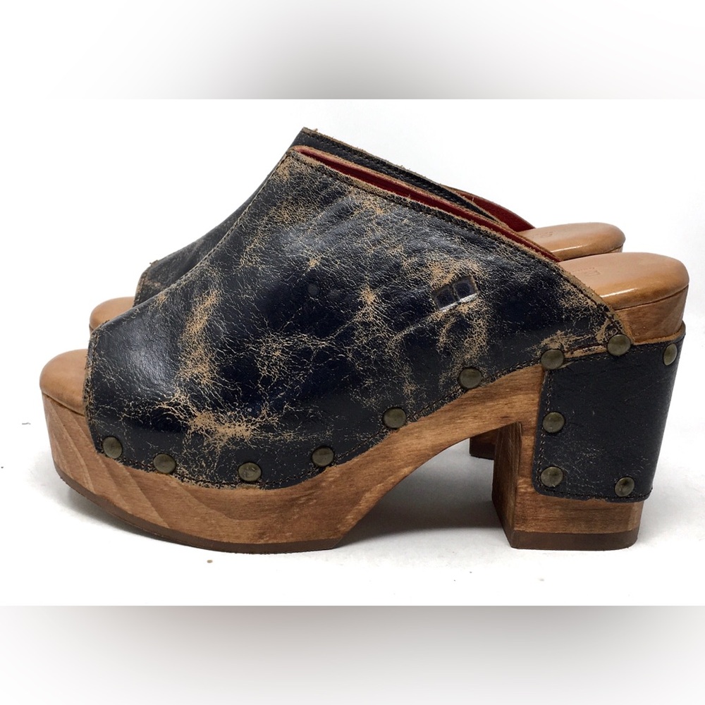 🔴SOLD Bed Stu DEVA Mule Clogs Platform Sandal Black Lux Distressed Leather - Picture 7 of 14